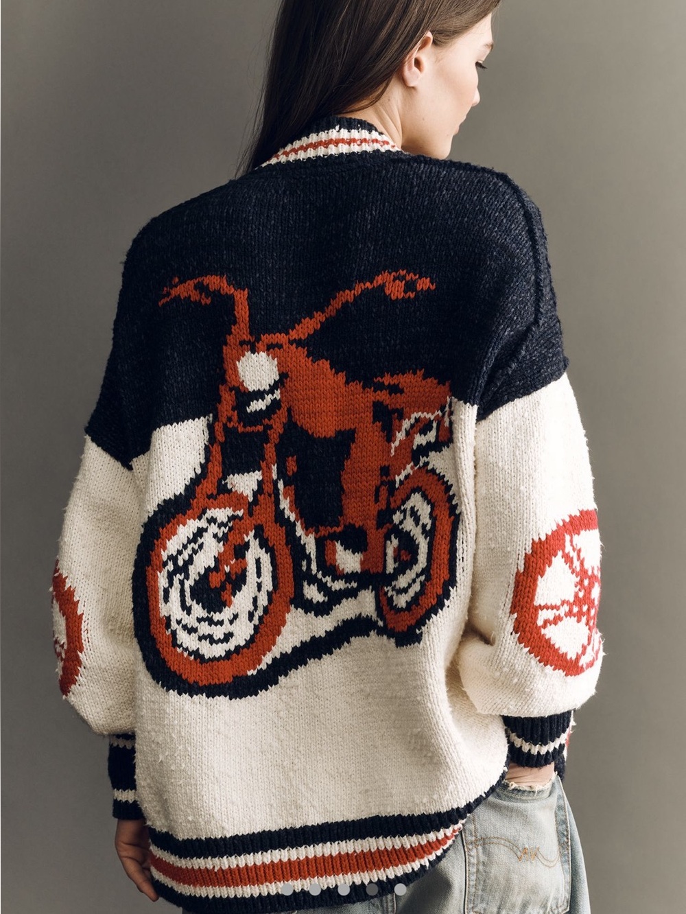 Anthropologie Motorcycle Sweater Pilcro Cotton Blend Cardigan New Novelty